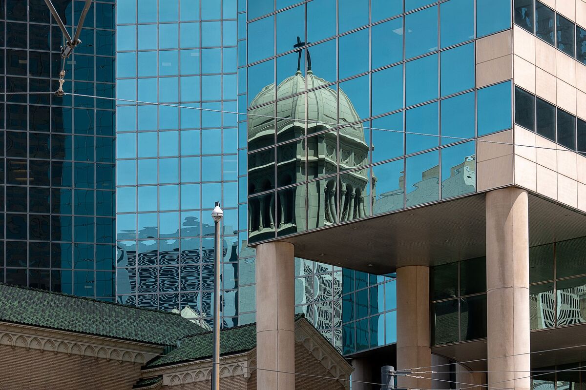 Denver-metro glass office towers near the Aurora corridor