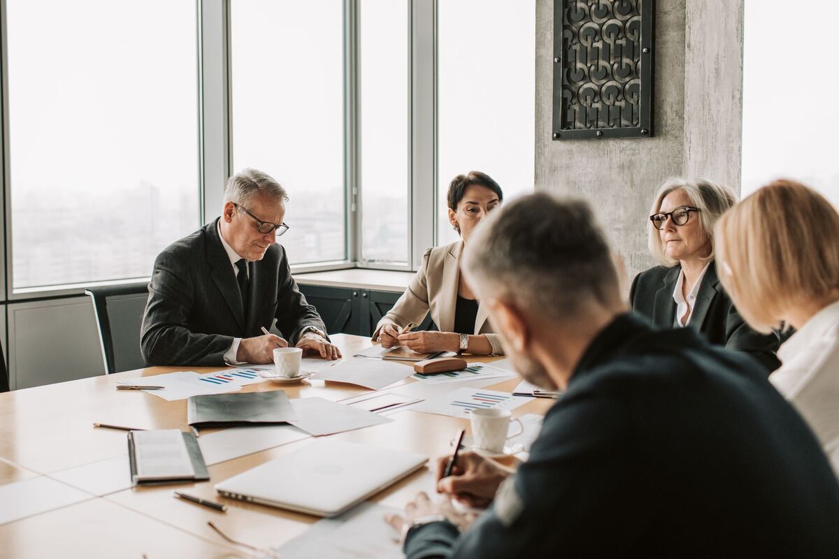 Enterprise leadership team in a strategy review